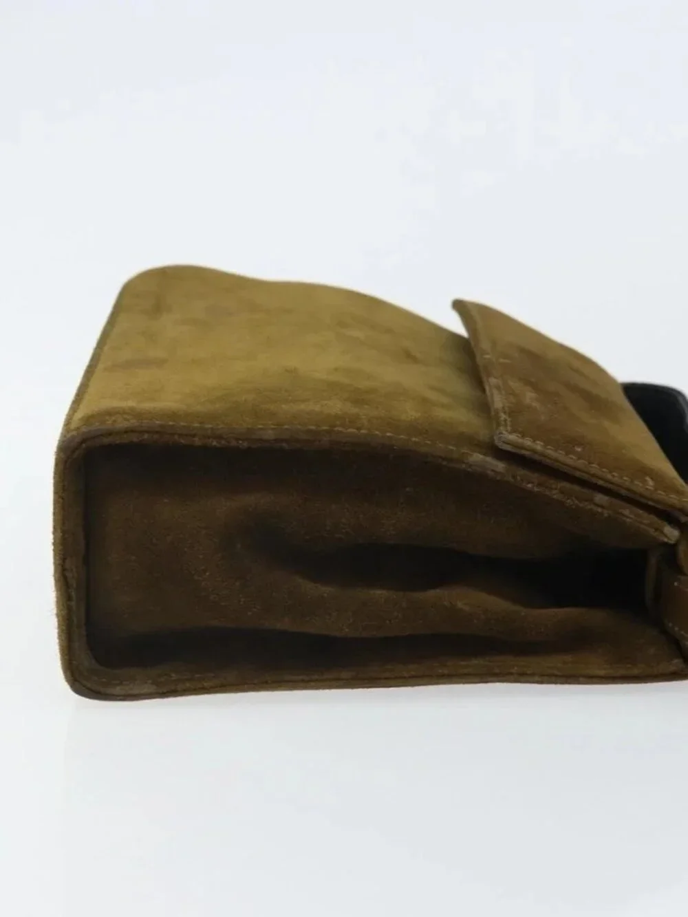 Salvatore Ferragamo Vala Shoulder Bag Suede 2way Green Gold Auth BA9381